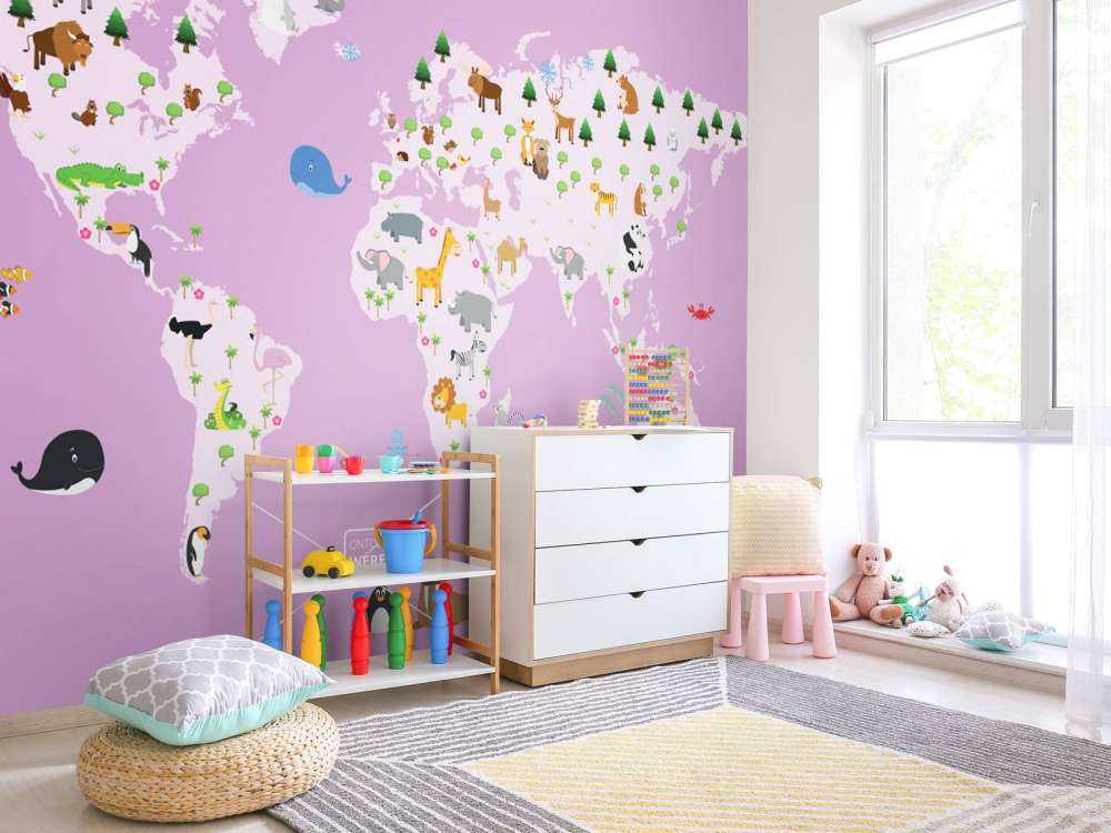 Kinder Weltkarte rosa