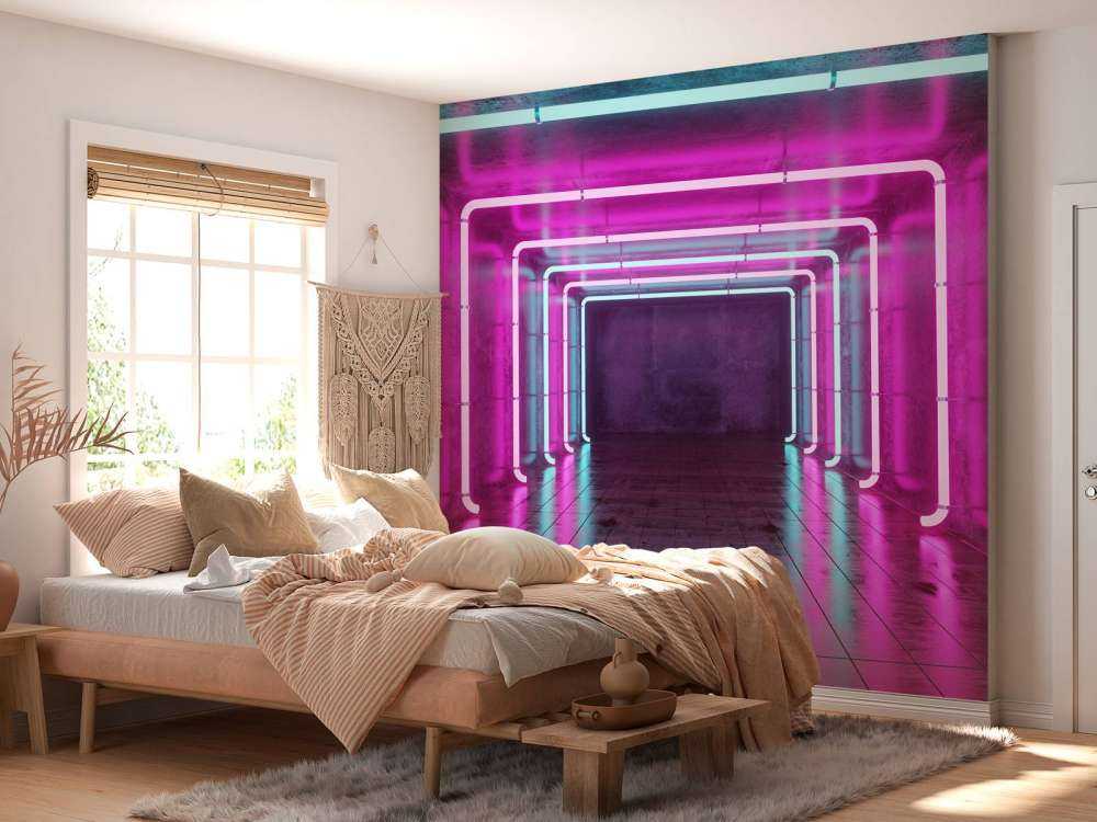 Betonsaal mit Neonröhren