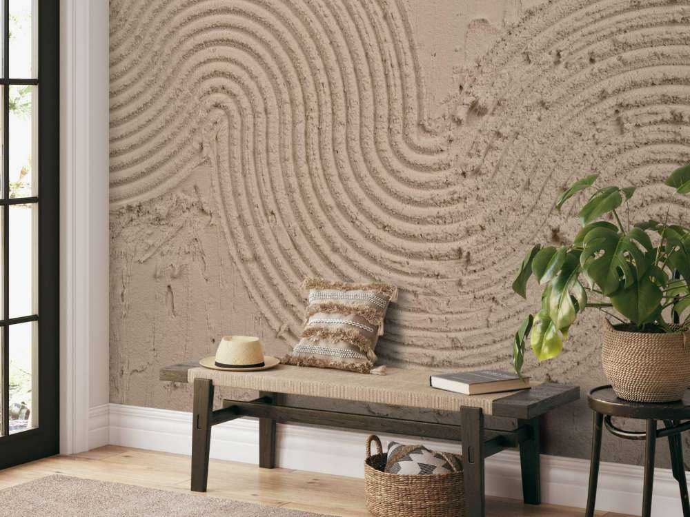 Texturierte Kunst in Taupe