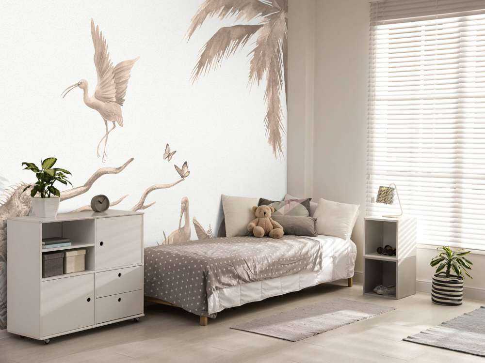Zweig mit Dschungeltieren in Taupe