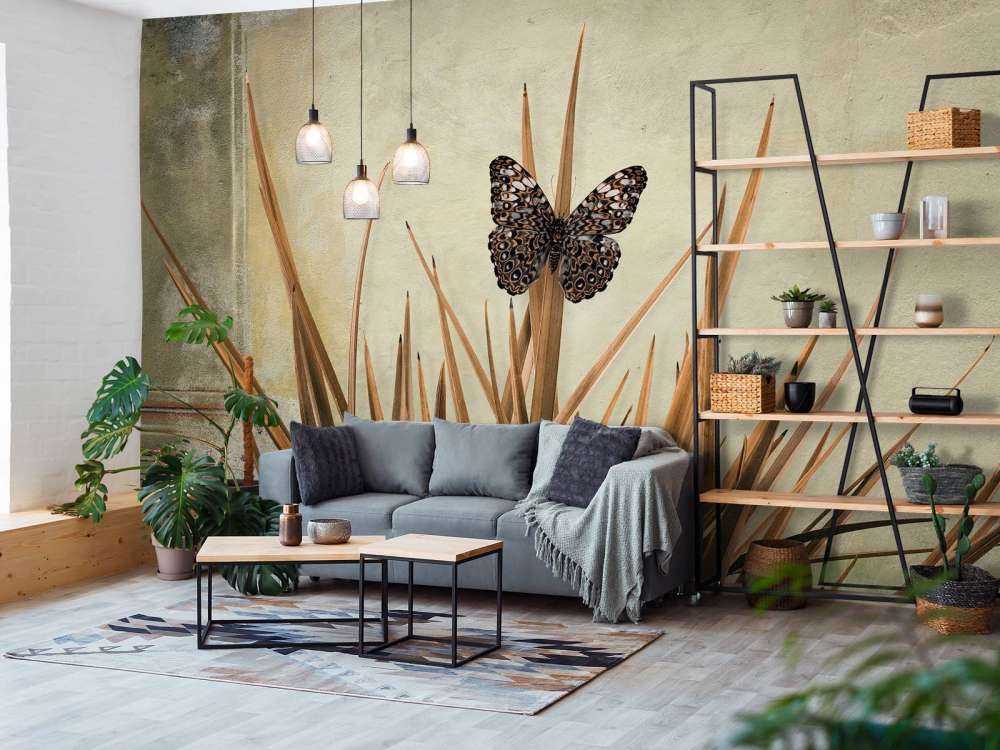 Schmetterling an einer alten Mauer