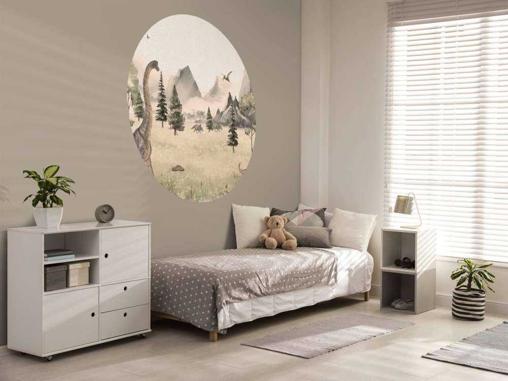 Landschaft mit Dinosauriern in beige