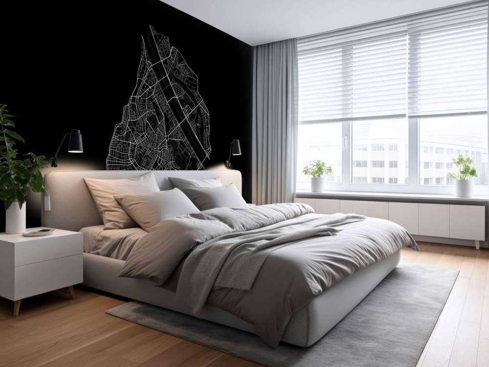 Karte der Wiener Innenstadt, schwarz