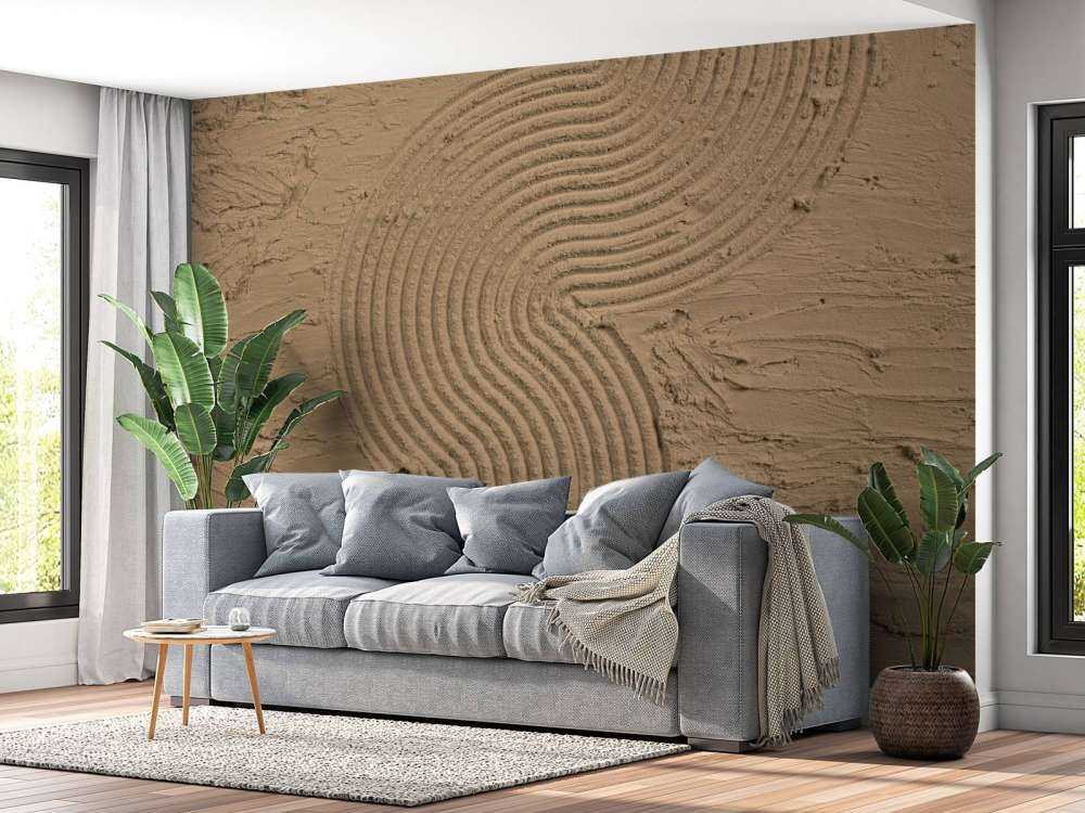 Organische Linien und Strukturen in goldbraunem Saum