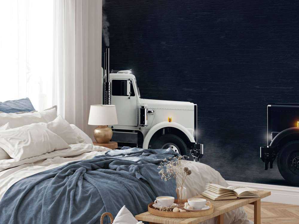 Schwarzweißer Lkw