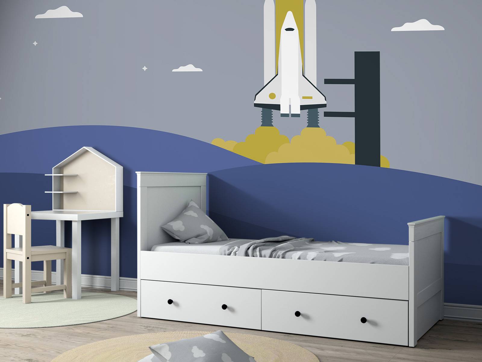Raketenstart zwischen den Hügeln