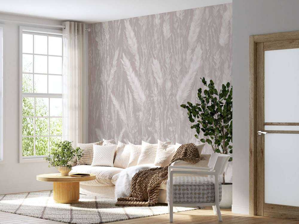 Wand von Feldgräsern - taupe