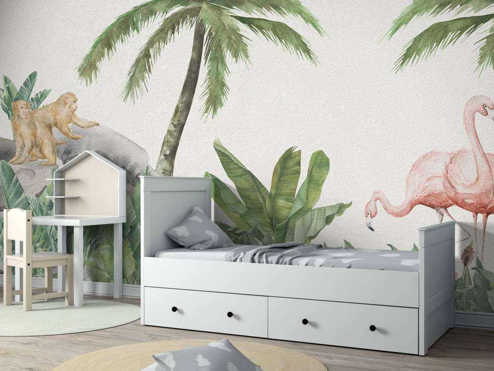 Flamingos und Affen