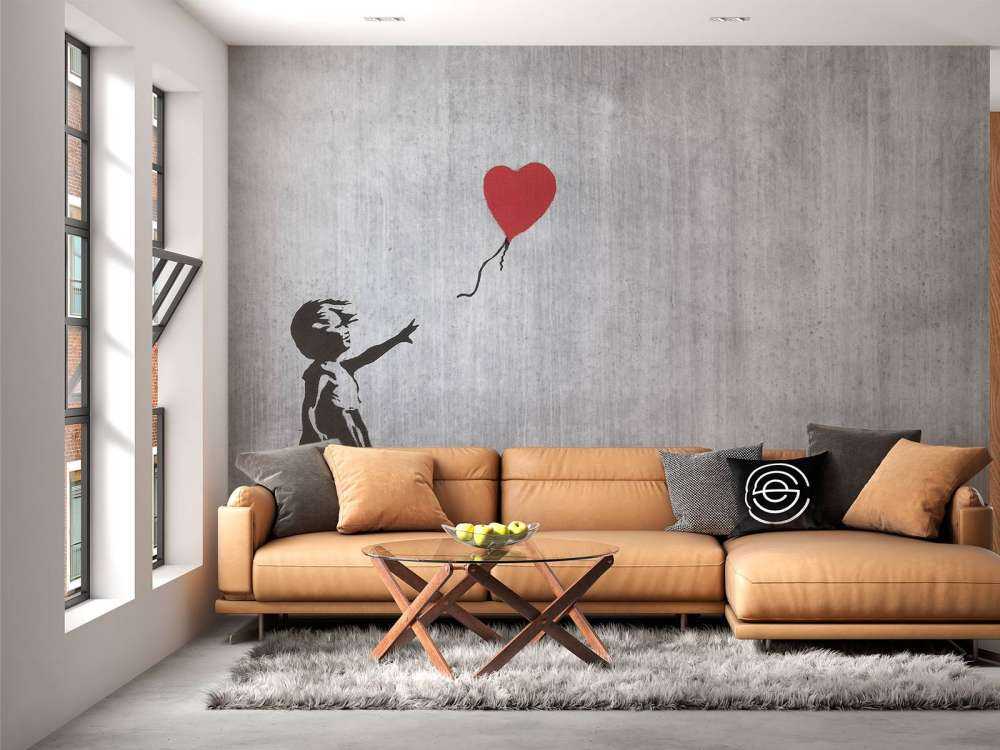 Banksy - Balloon girl, grey concrete
