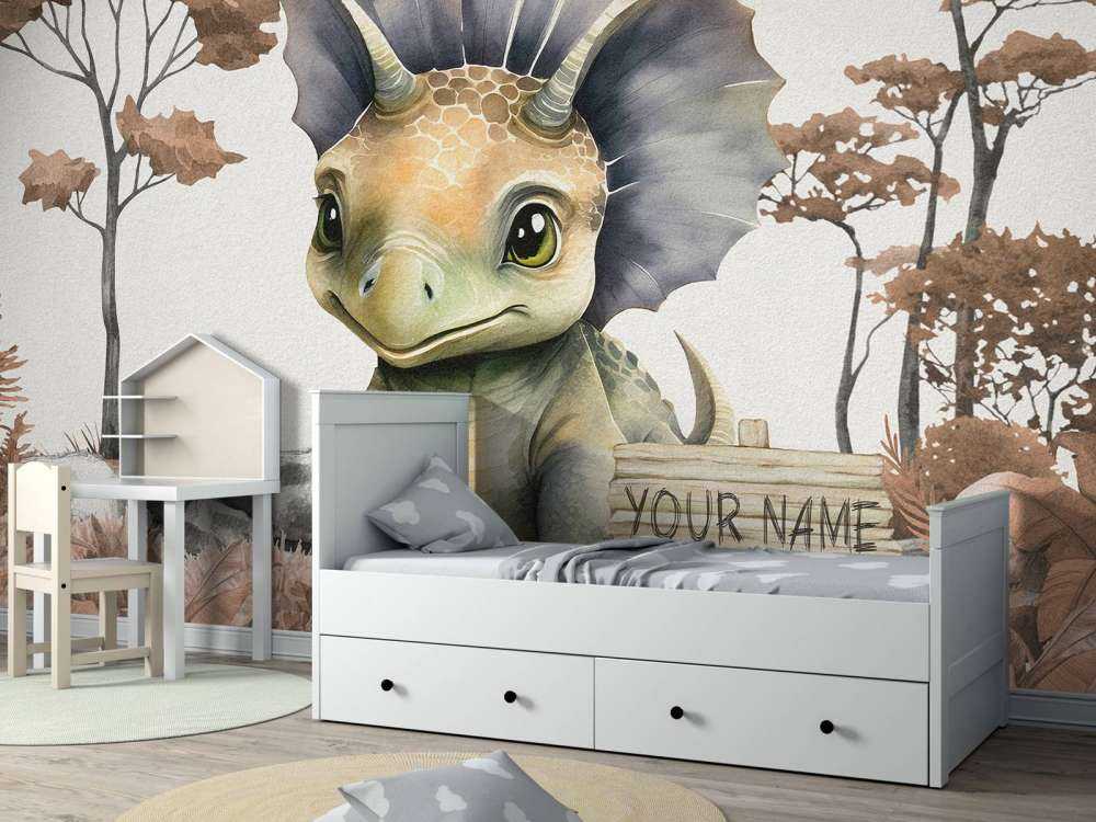 Baby-Triceratops im taupefarbenen Dschungel