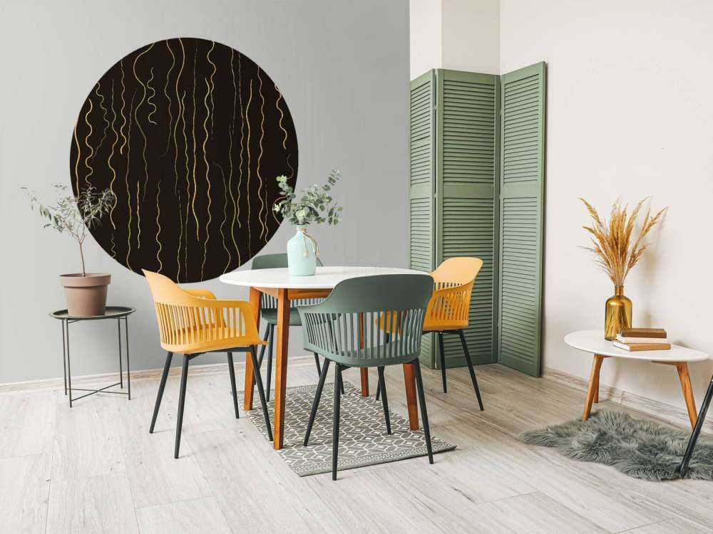 Organische Linien Gras gold auf Ebenholz schwarz