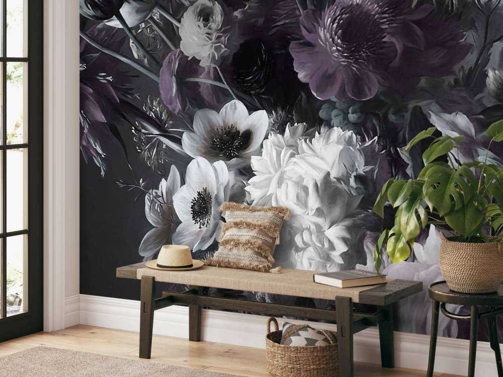Großer Strauß mit Anemonen in Lila