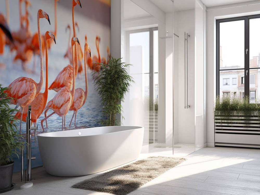 Glotzende Flamingos