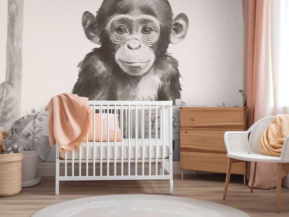 Baby Schimpanse im Dschungel beige