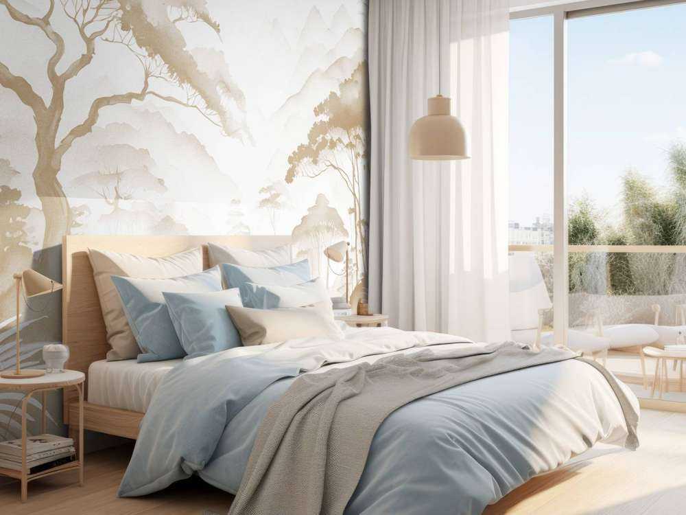 Nebeliges Bergtal, taupe