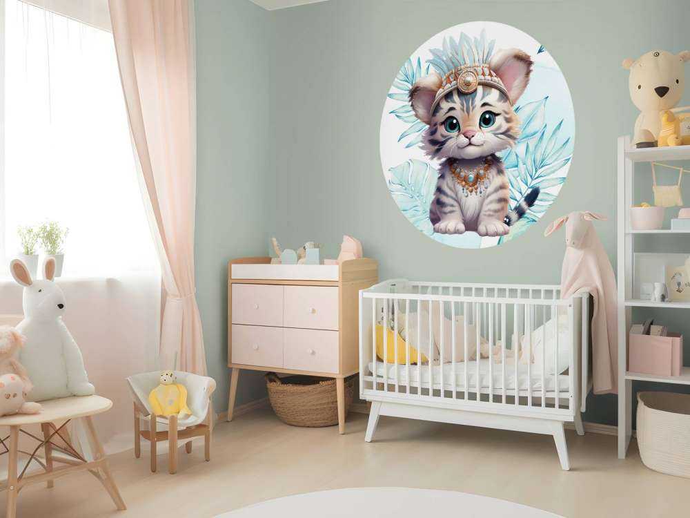 Babytiger und blaues Blatt