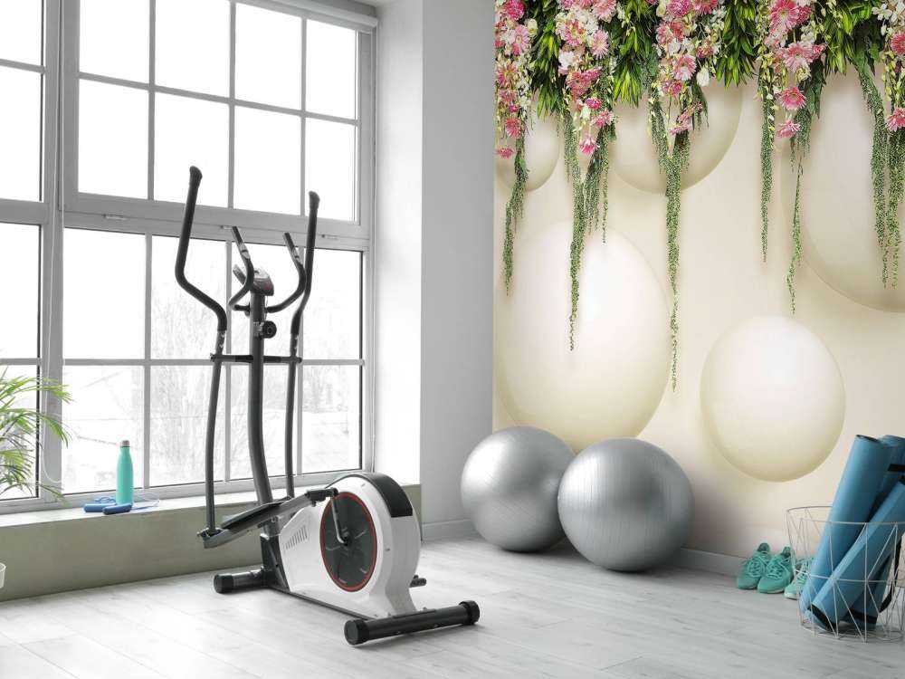 Hängende rosa Blumen an 3D-Wand