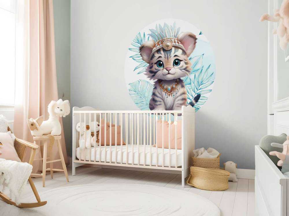 Babytiger und blaues Blatt