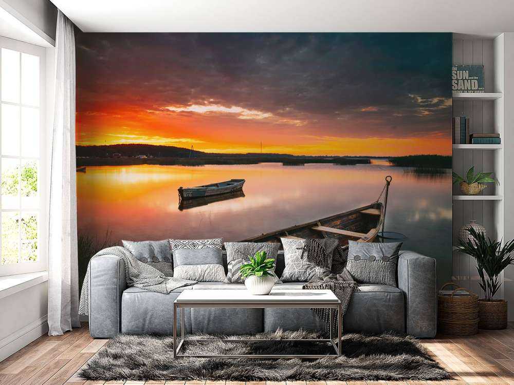 Boote bei Sonnenuntergang