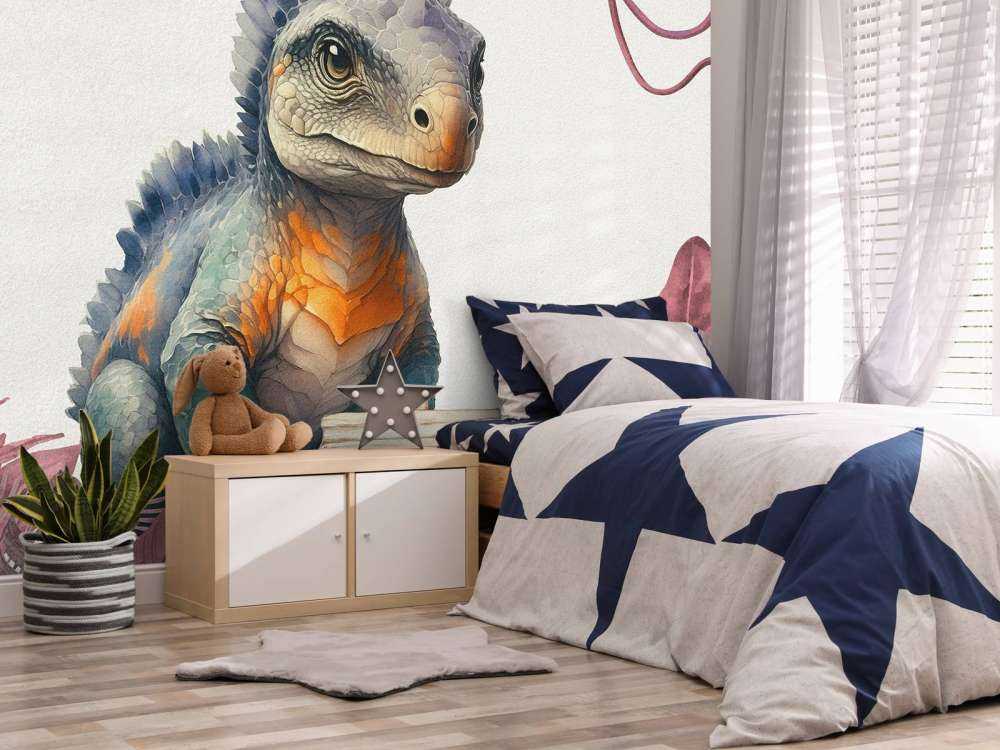 Baby-Ankylosaurus im rosa Dschungel