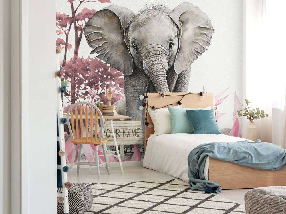 Elefantenbaby im Dschungel rosa