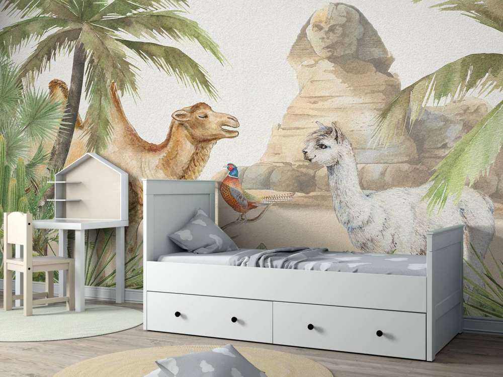 Kamel und Alpaka in der Wüste