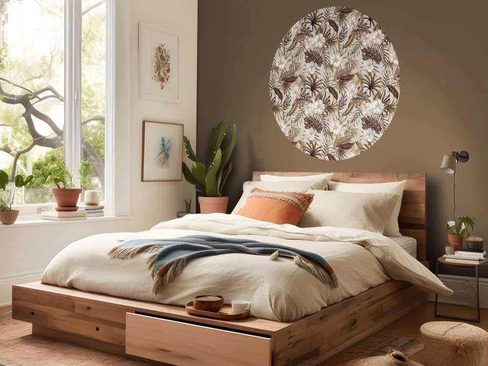 Tropische Blumen, beige