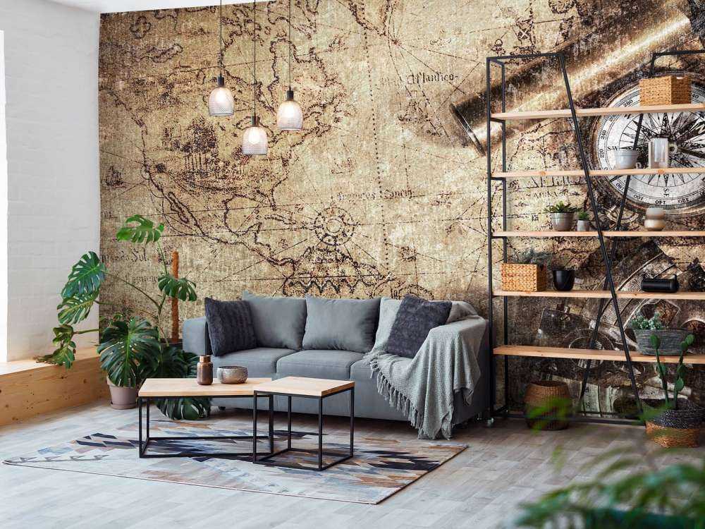 Weltkarte mit Kompass