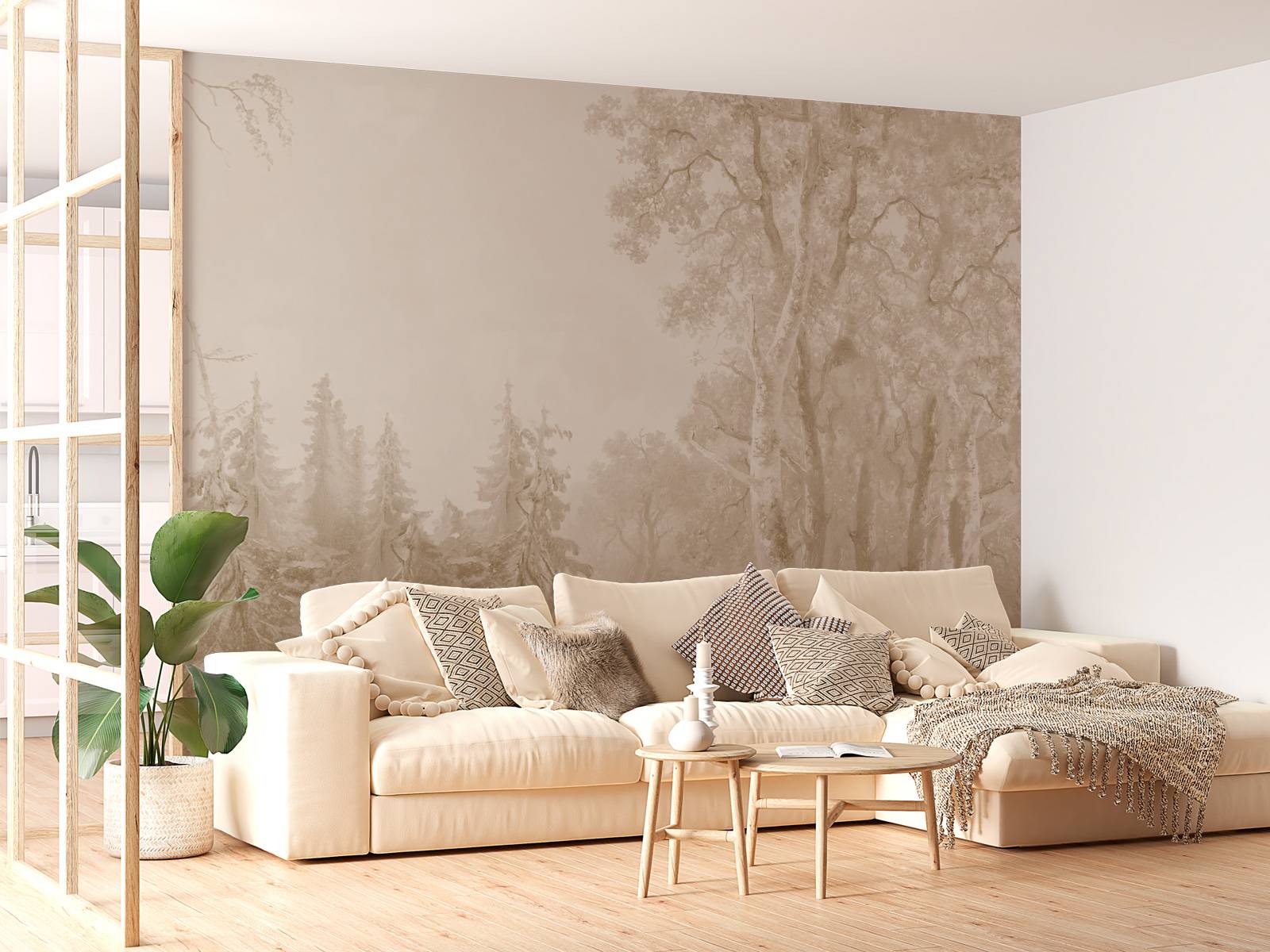 Fototapete - Waldlandschaft Beige #2
