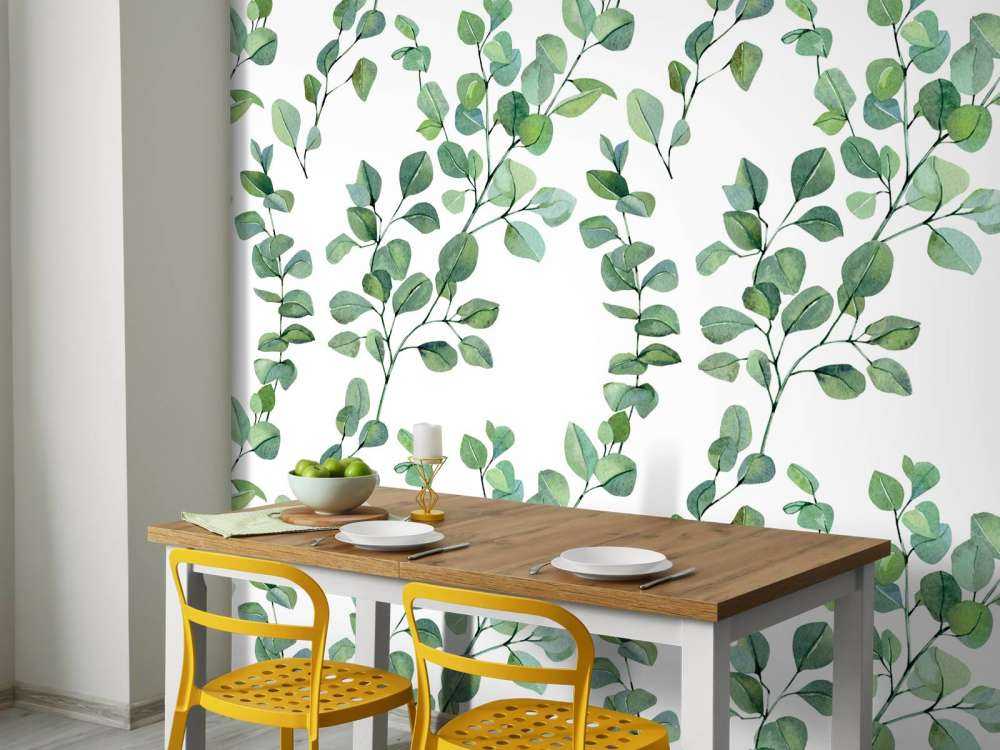 Aquarellblätter und -zweige