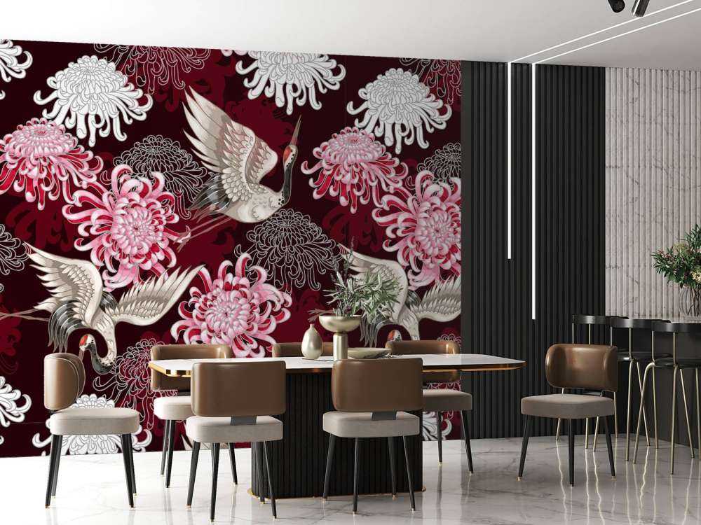 Kranichmuster rosa