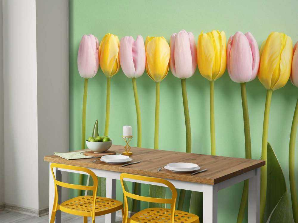 Tulpen auf minzgrüner Hintergrund