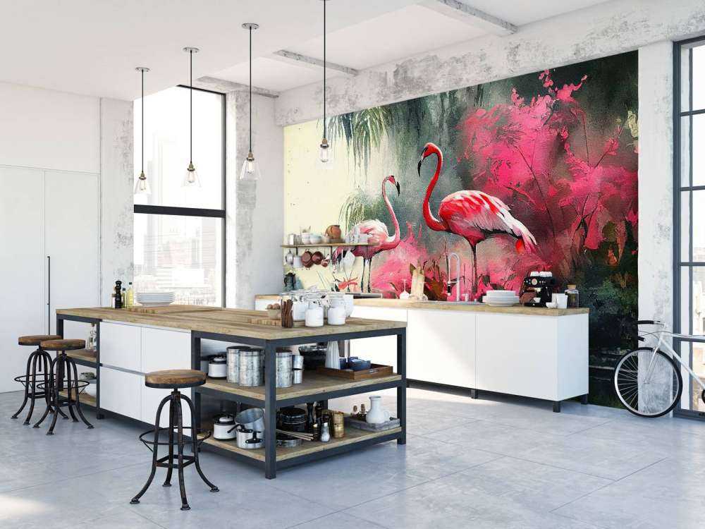 Karminroter Flamingo Skizze