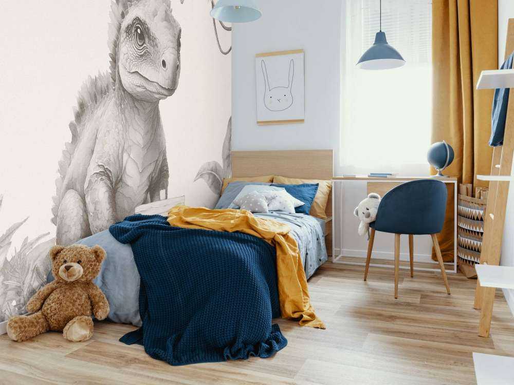 Baby-Ankylosaurus im beigefarbenen Dschungel