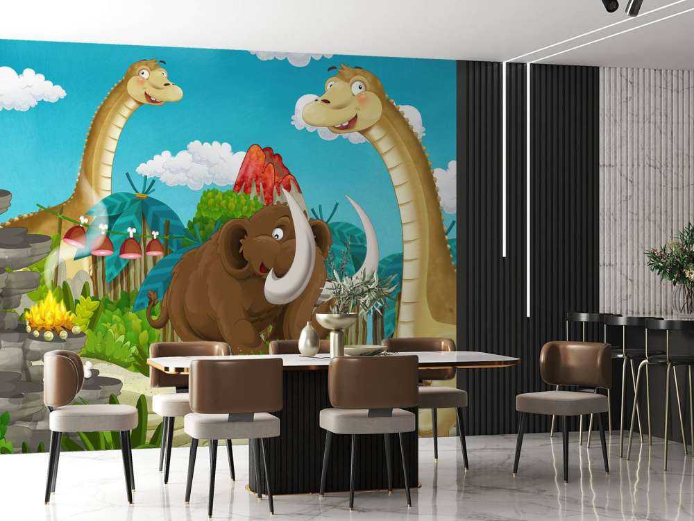 Dinosaurier und ein Mammut