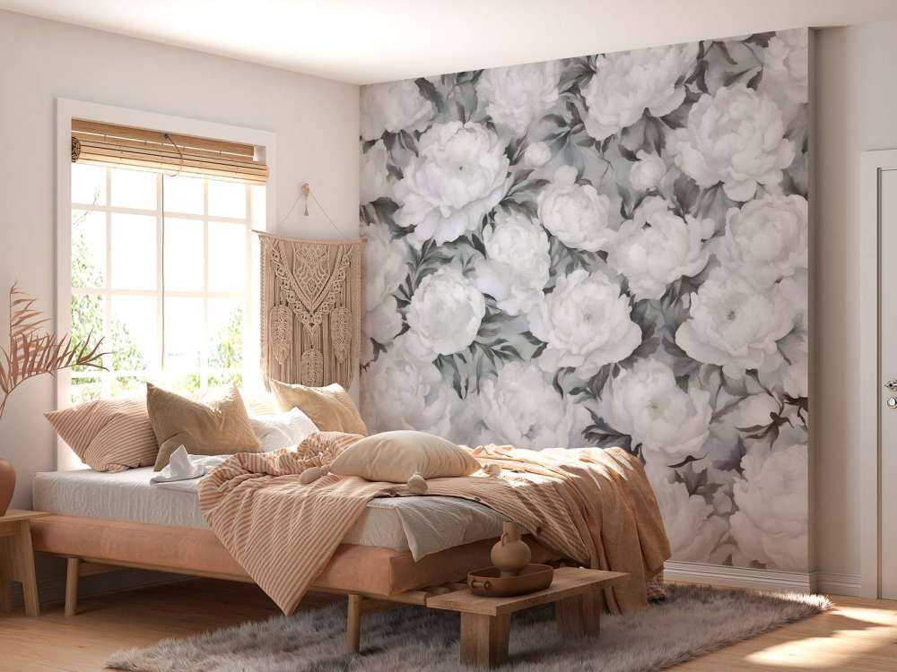 Peonies Wand Blau