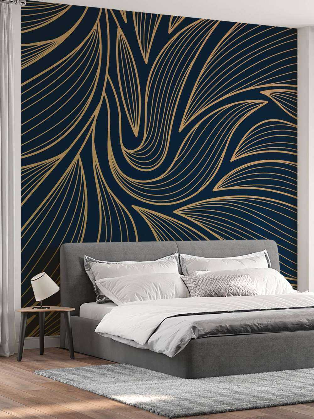 Art deco Blumen blau