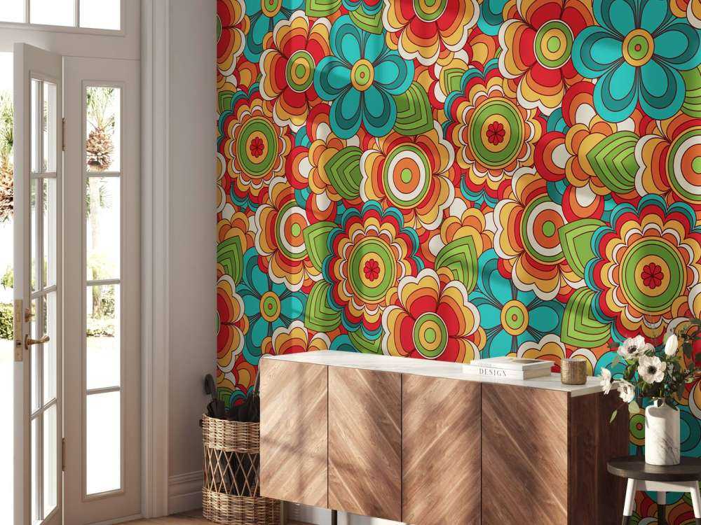 Bunte Retro Blumen