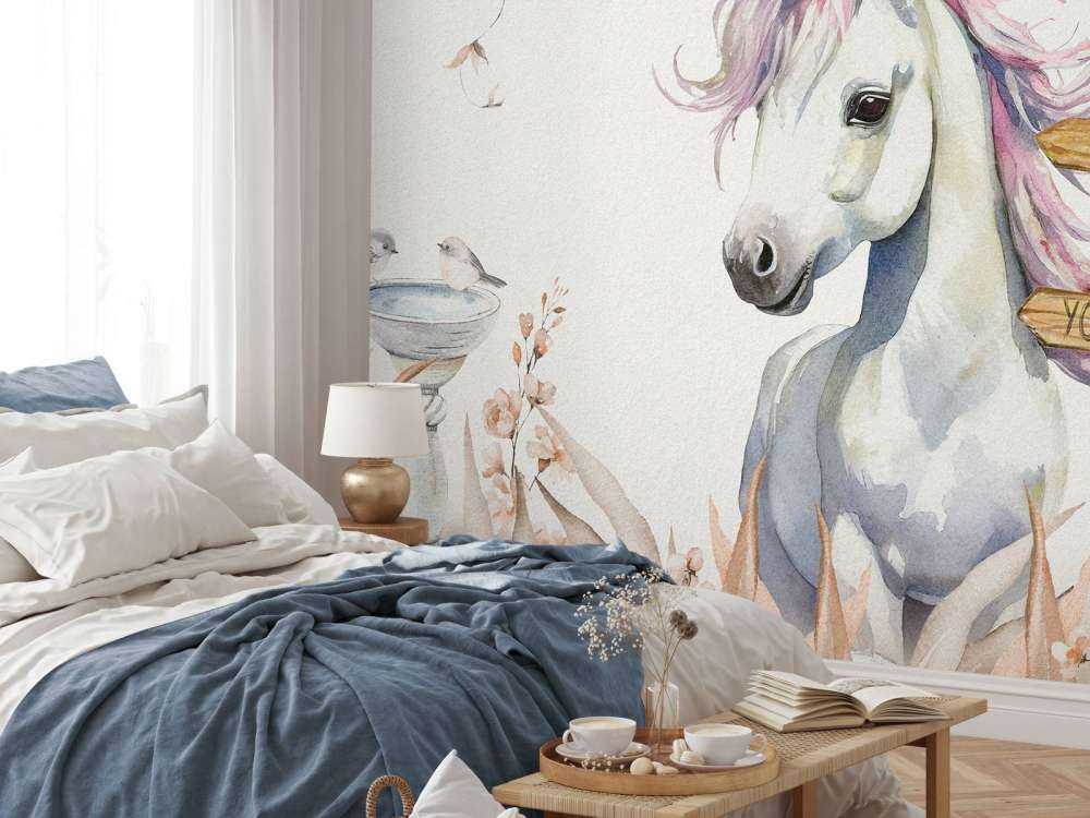 Baby Einhorn mit Pflanzen taupe