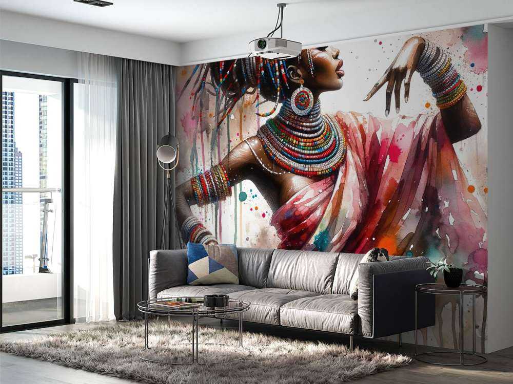 Aquarell Afrikanische Tänzerin