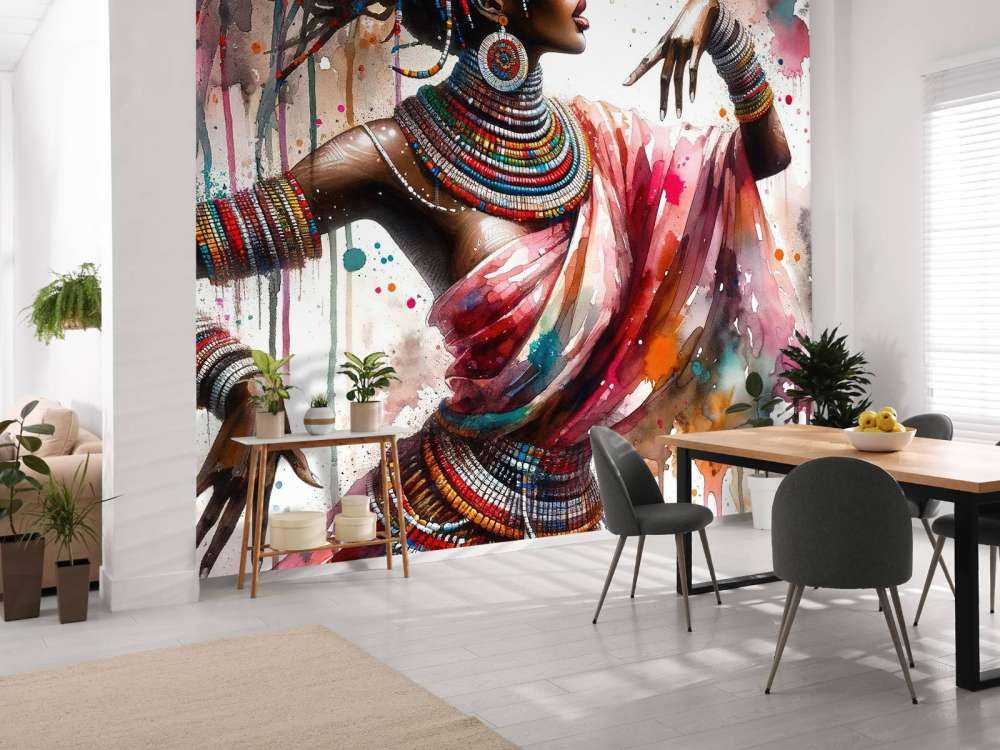 Aquarell Afrikanische Tänzerin