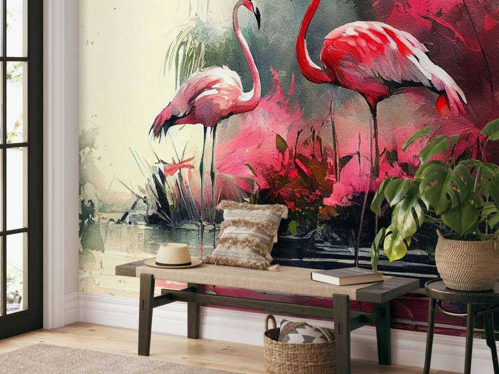 Karminroter Flamingo Skizze