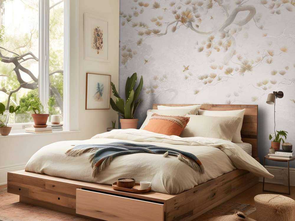 Blütenbaum Kunst - Beige