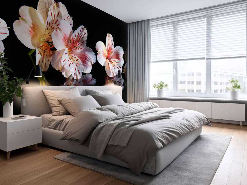 Alstroemeria blüht mit Reflexion