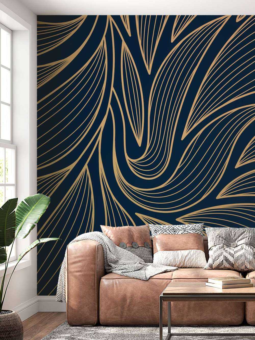 Art deco Blumen blau