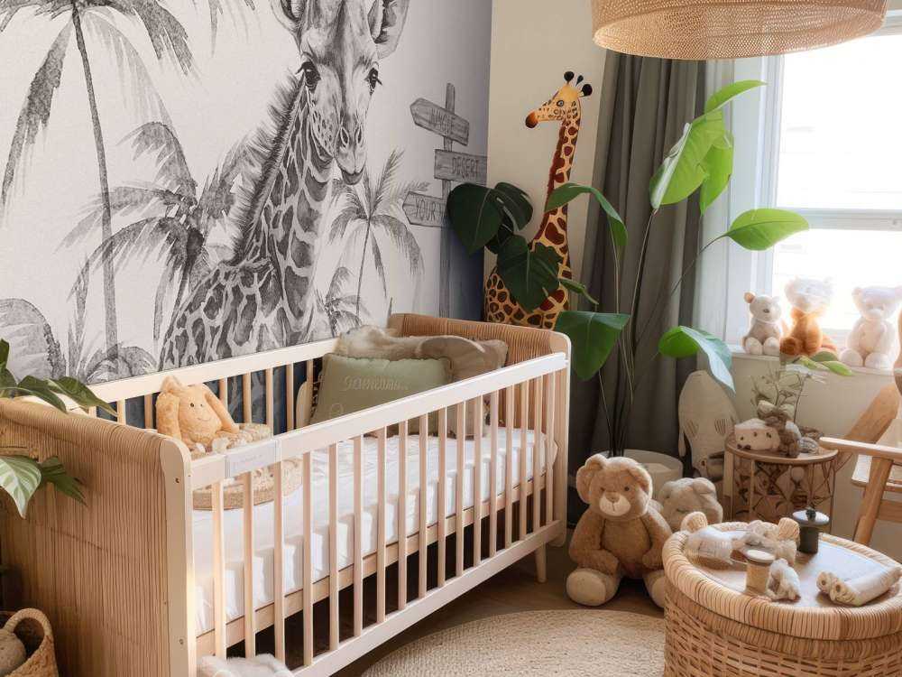 Baby Giraffe im Dschungel beige