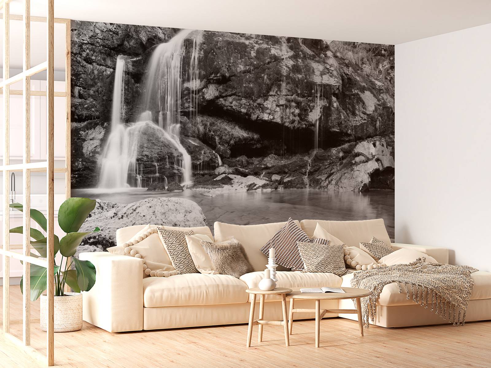 Fototapete 3D Effekt Wasserfall Wald Wohnzimmer Vlies