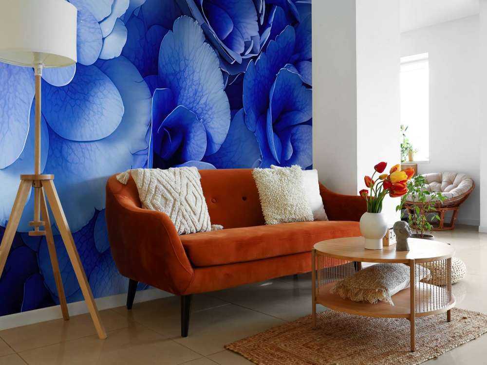 Nahaufnahme von blauen Hortensien