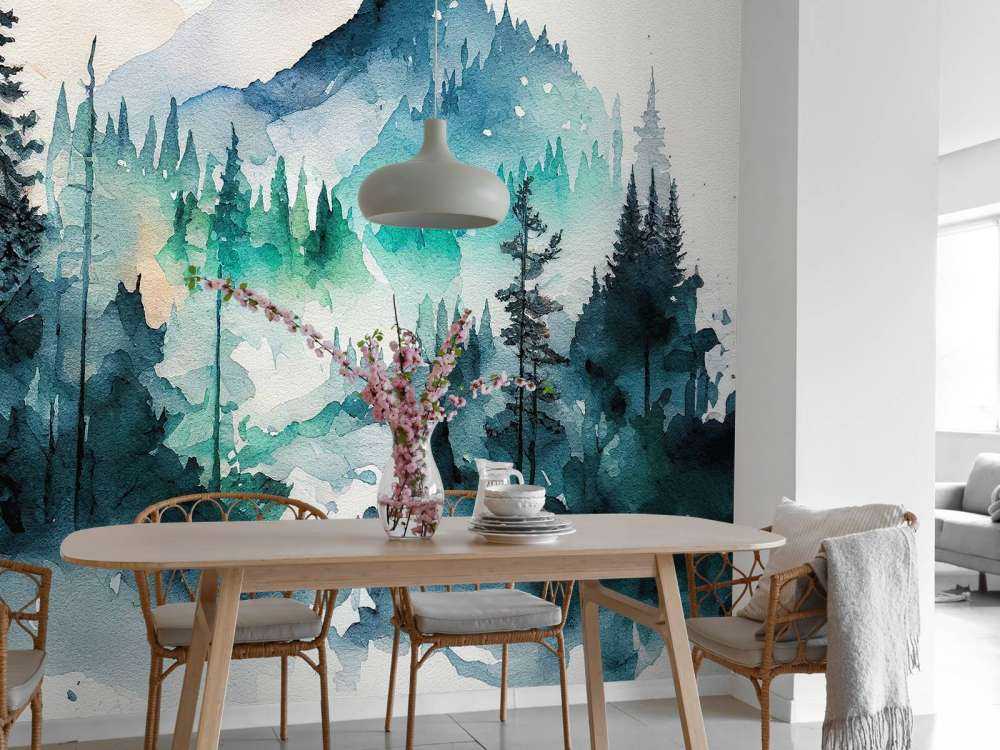 Wald in Aquarellfarben