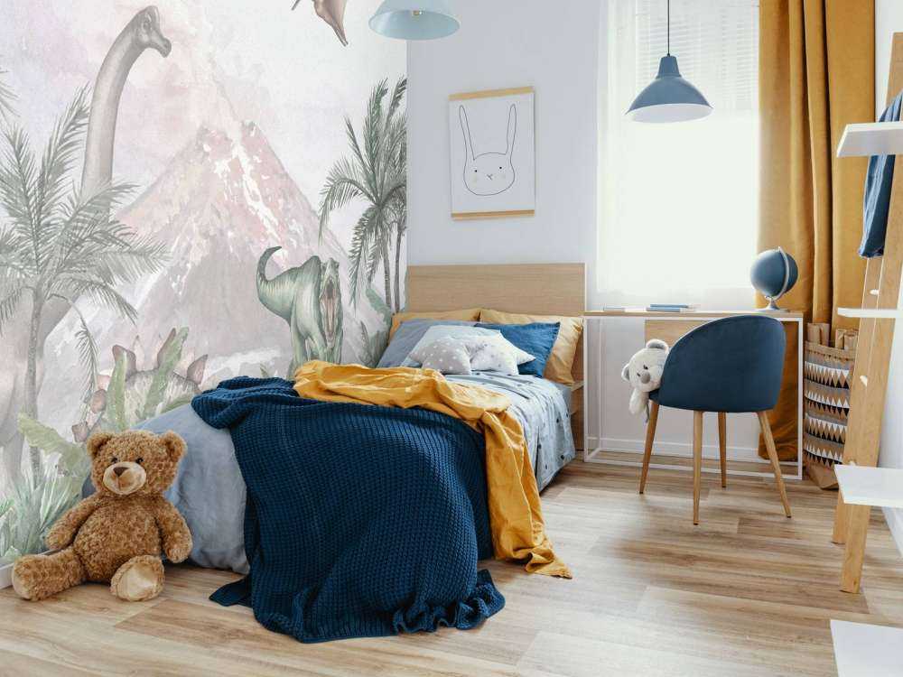 Dinosaurier bei einem Vulkan